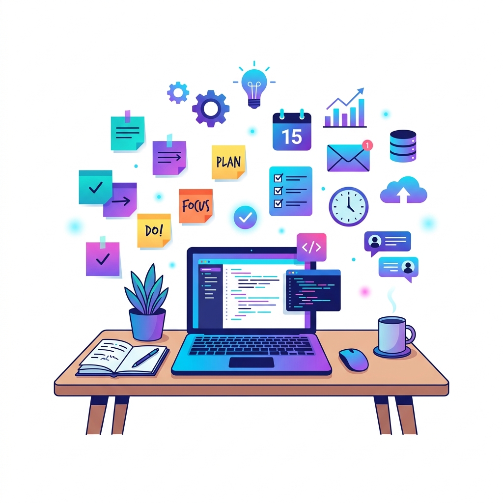 Online Notepad Workspace Illustration